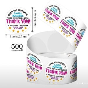 500 THANK YOU Stickers 1” x 1”